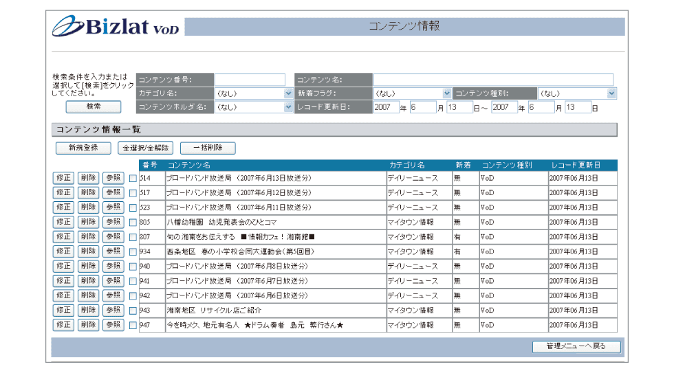 図3：運用管理者画面例