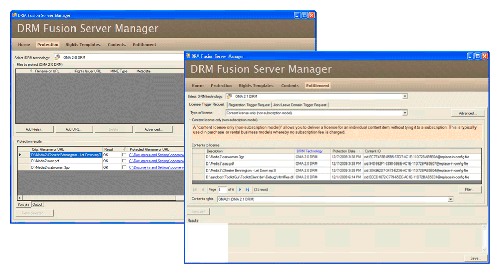 DRM Fusion Server 画面イメージ
